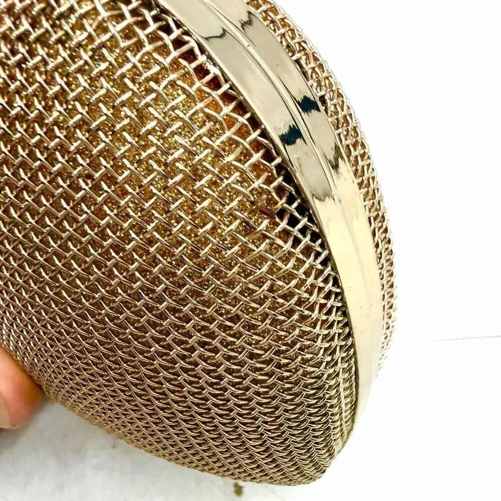 Heart Shaped Clutch Bag Gold Mesh Crossbody Small Evening Bag